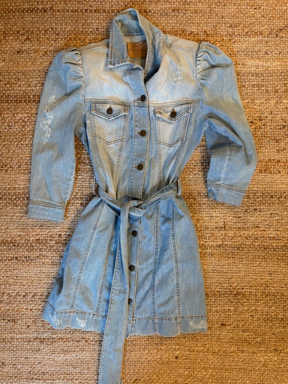 Retrofête Women's Blue Lema Denim 3/4 Sleeve Mini Dress - Picture 2 of 3